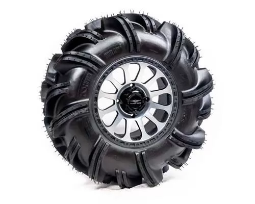 High Lifter - 28-11-14 Outlaw 2 Tire with Pitch SBL-12S 14x7 4/137 5+2 Silver and Gun Metal Gray Wheel - A20-163