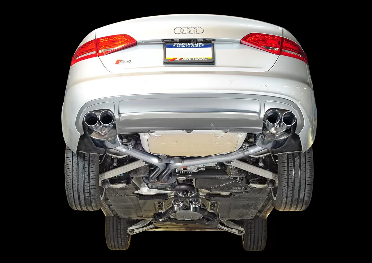 AWE Touring Edition Exhaust for Audi B8 S4 3.0T - Chrome Silver Tips (102mm) Audi S4  2013-2016 - 3010-42016
