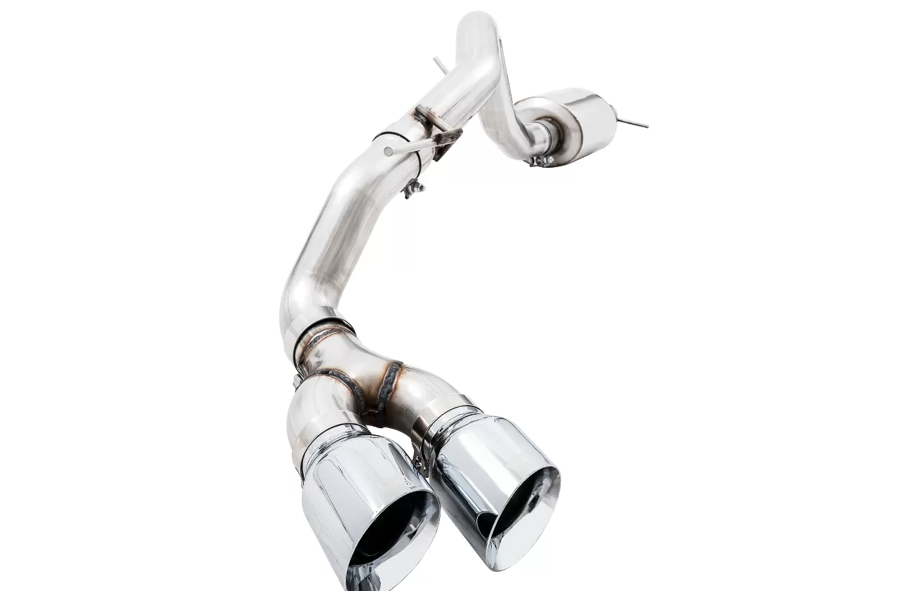 AWE 0FG Exhaust with BashGuard for Ford Ranger - Dual Chrome Silver Tips Ford Ranger Lariat|XL|XLT 2019-2023 - 3015-22072