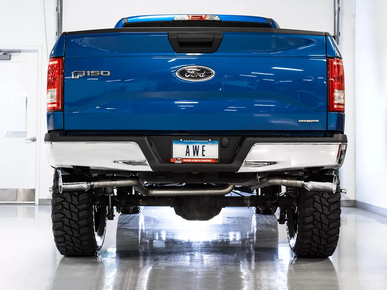AWE 0FG Dual Exit Exhaust for '15-'20 F-150 - 5" Chrome Silver Tips Ford F-150 King Ranch|Lariat|Platinum|XL|XLT|SSV|Limited 2015-2020 - 3015-32104