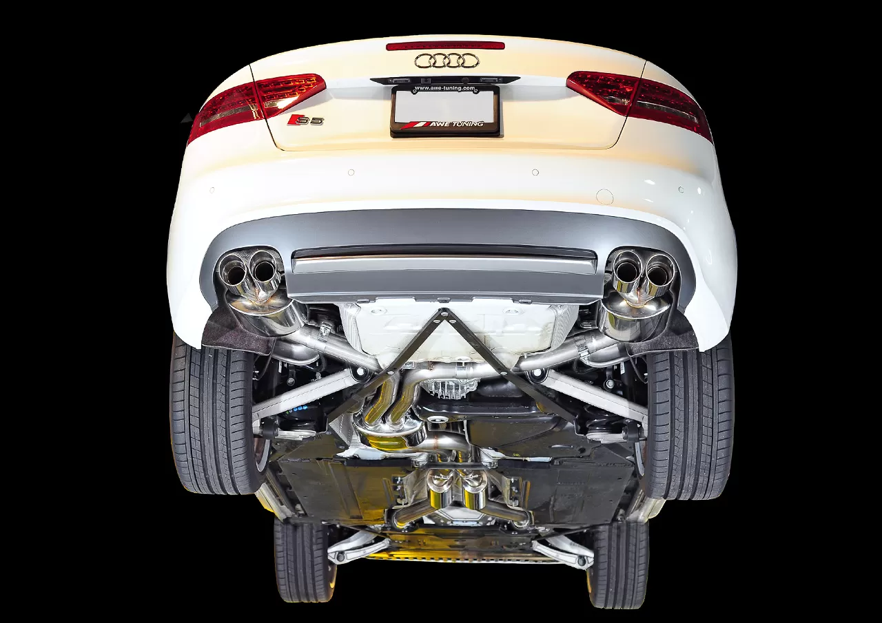 AWE Touring Edition Exhaust System for B8/8.5 S5 Cabrio (Exhaust + Non-Resonated Downpipes) - Chrome Silver Tips Audi S5 Cabriolet 2010-2017 - 3415-42034