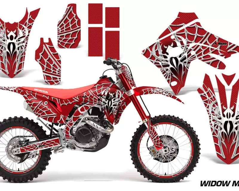AMR Racing Graphics Decal Sticker Wrap + # Plates For Honda CRF450R | CRF450RX 2017+ WIDOW WHITE RED - MX-NP-HON-CRF450R-CRF450RX-17+-WM W R
