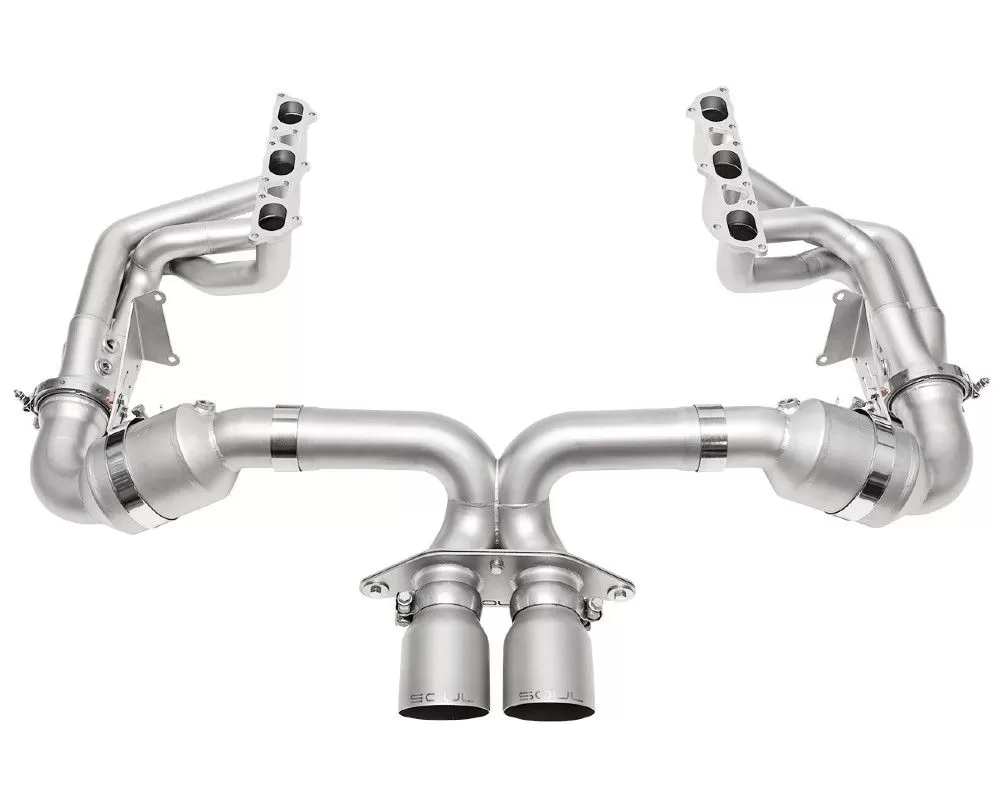 Soul Catted Exhaust System w/ 4" Straight Cut Single Satin Tips Porsche 992 GT3 2022+ - POR.992GT3.RES.SWT4