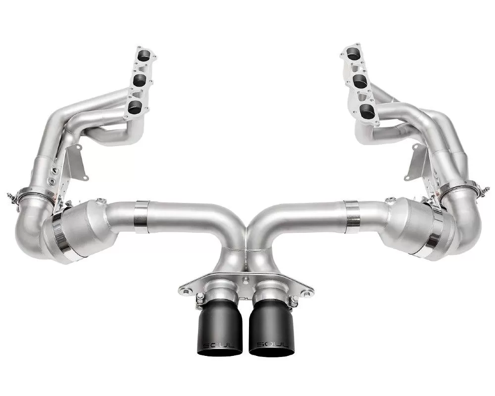 Soul Catted Exhaust System w/ 4" Straight Cut Satin Black Tips Porsche 992 GT3 2022+ - POR.992GT3.RES.SWT4B