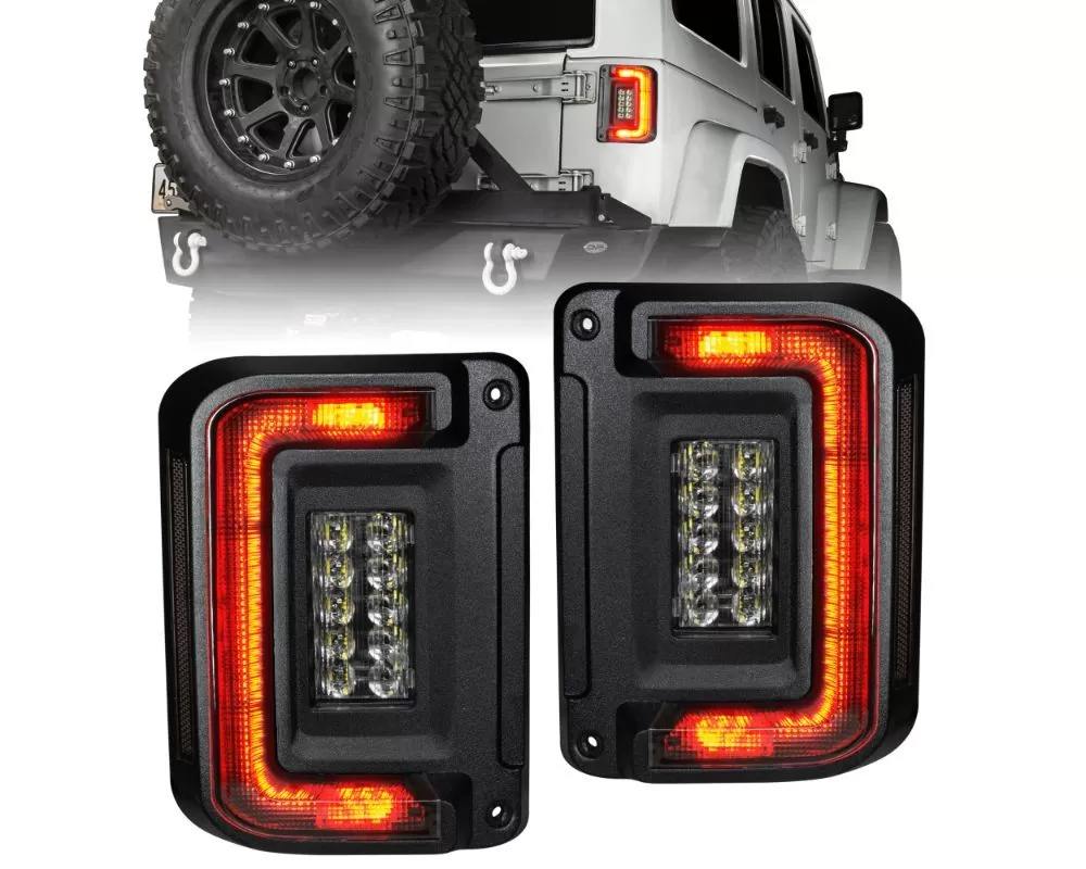 ORACLE Lighting Black Series Flush Mount LED Taillights Jeep Wrangler JK 2007-2017 - 5891-504-T