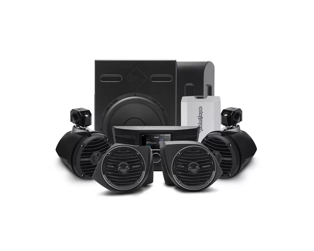 Rockford Fosgate Stage 4 400 Watt Amplified Stereo | Front Lower Speaker | Subwoofer | Rear Speaker Kit Yamaha YXZ Models - YXZ-STAGE4