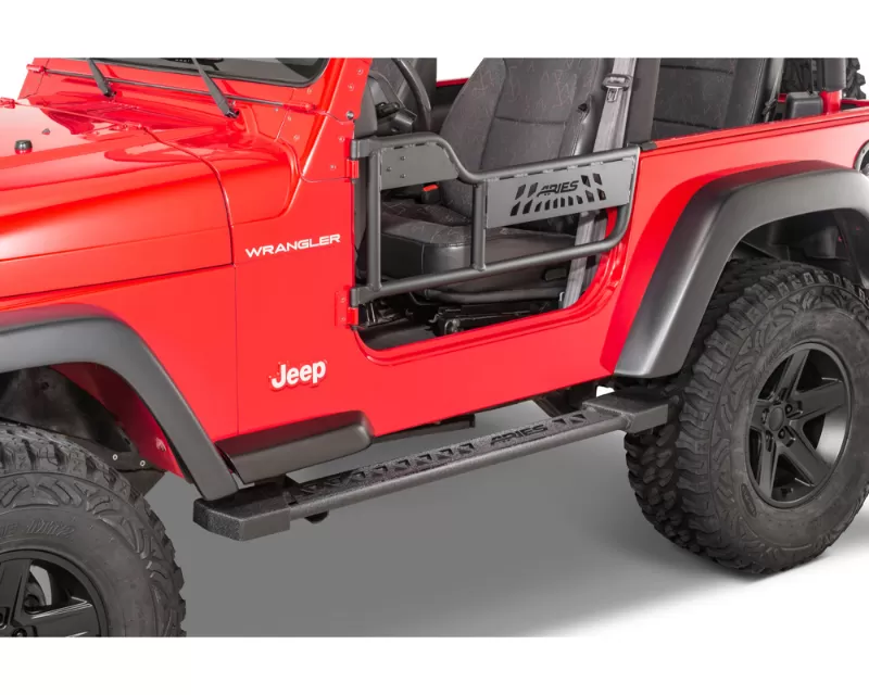 Aries Tube Doors Front Black Power Coated for Jeep Wrangler TJ 1997-2006 - 1500100