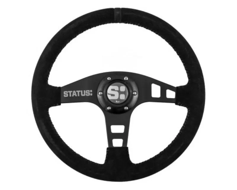 Status Racing Black Flat Suede Steering Wheel - SRG200