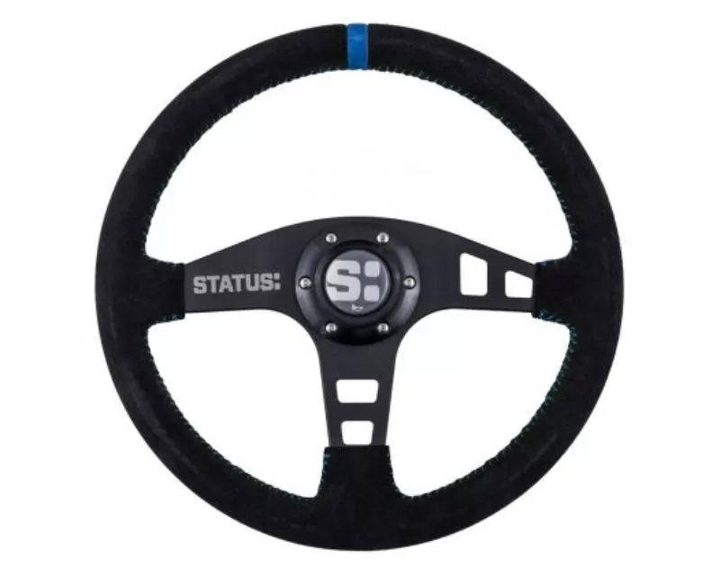 Status Racing Blue Flat Suede Steering Wheel - SRG201