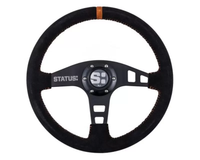 Status Racing Orange Flat Suede Steering Wheel - SRG204