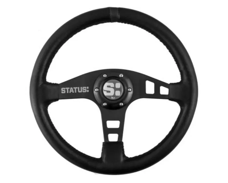 Status Racing Black Flat Leather Steering Wheel - SRG210