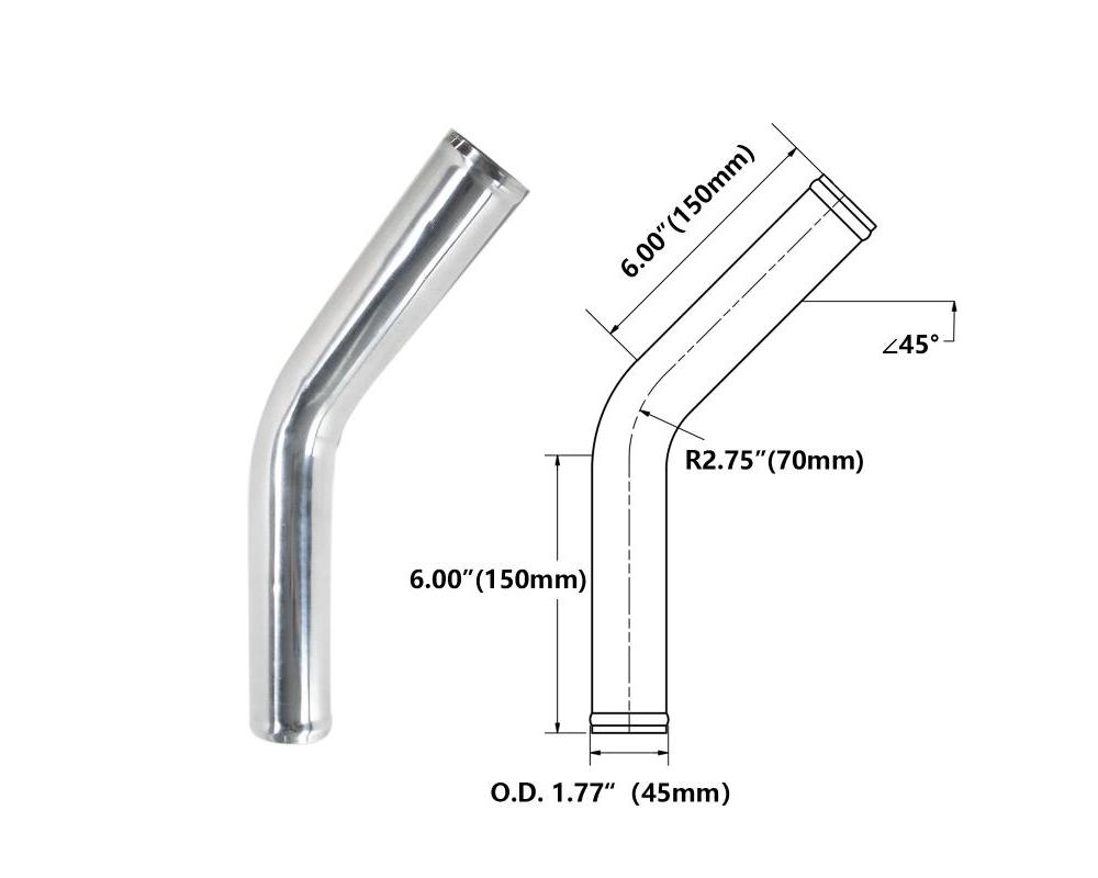 ETL Performance 1.77" Diameter 6" Leg Length 45 Degree Aluminum Pipe - 213002