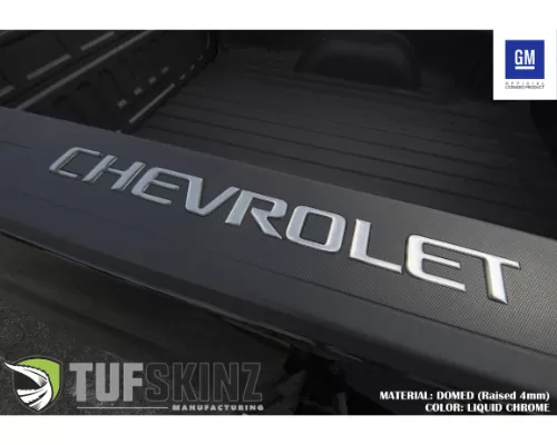 Tufskinz "CHEVROLET" Bed Rail Letter Inserts(PAIR) Letter Inserts Liquid Chrome Chevrolet Silverado 2014-2018 - SVD001-DC-G