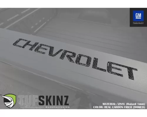Tufskinz "CHEVROLET" Bed Rail Letter Inserts(PAIR) Letter Inserts Real Carbon Fiber Domed Chevrolet Silverado 2014-2018 - SVD001-DCF-G