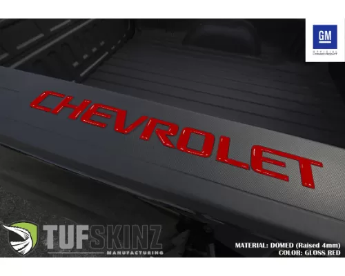 Tufskinz "CHEVROLET" Bed Rail Letter Inserts(PAIR) Letter Inserts Gloss Red Chevrolet Silverado 2014-2018 - SVD001-RED-G