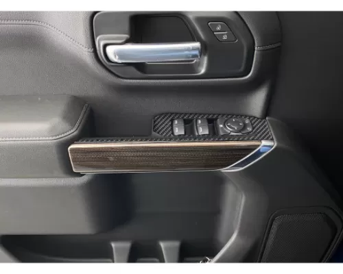 Tufskinz Front Door Switch Accent Trim Real Carbon Fiber(Domed-Matte) Chevrolet Silverado 2019-2021 - SVD039-DCF-M