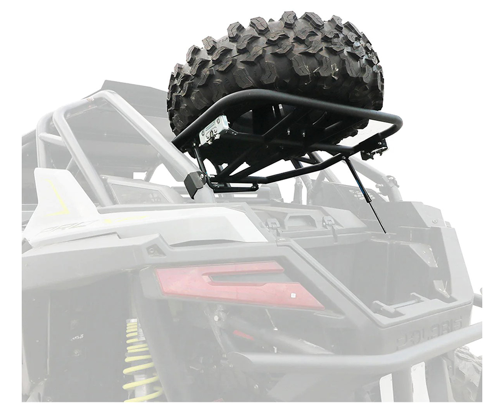 AFX Motorsports Black Spare Tire Carrier w/ Pneumatic Piston Polaris RZR Turbo R 2021-2022 - POR013