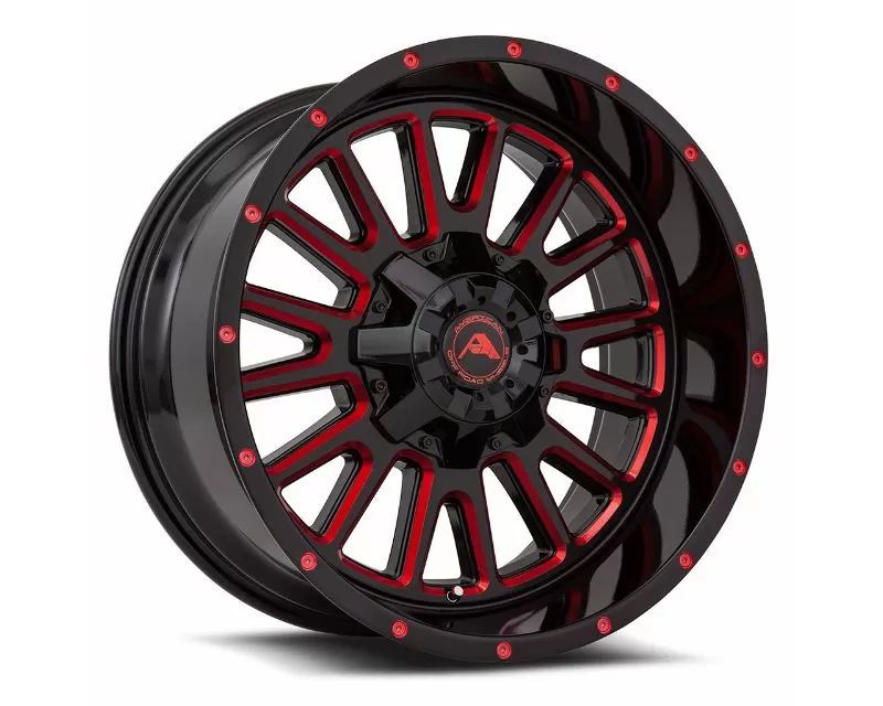 American Off-Road A105 20x12 5x114.3 -44mm Black Milled Spoke Red Tint Wheel - A10520A2xxx-44BMI-514Red