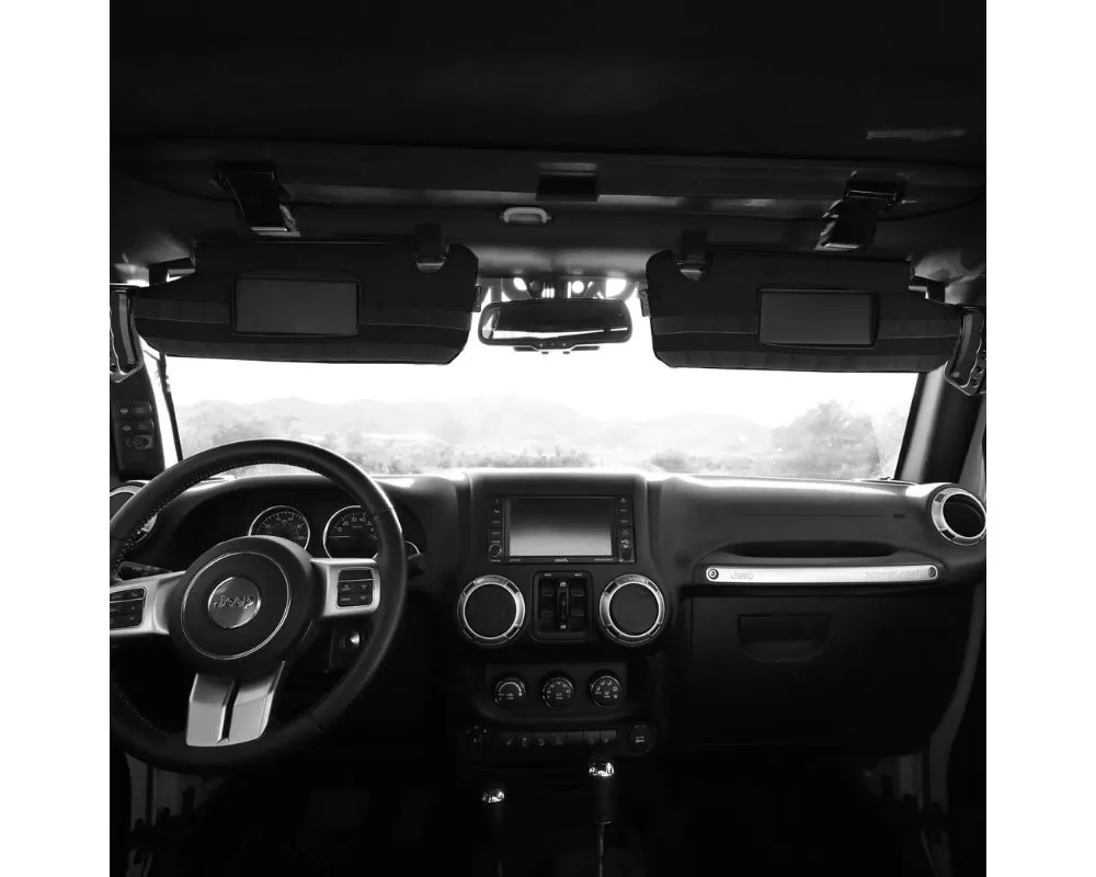 Bartact Black Visor Covers without Mirrors and with Pals Molle Pair Jeep Wrangler 2007-2018 - JKVC0717FB