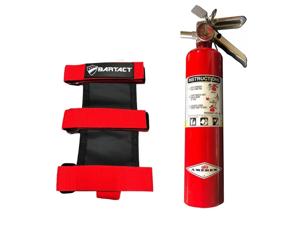 Bartact 2.5 lb Fire Extinguisher Plus 3 Strap Webbing Roll Bar Mount for Padded Roll Bars - RBFEFEHR
