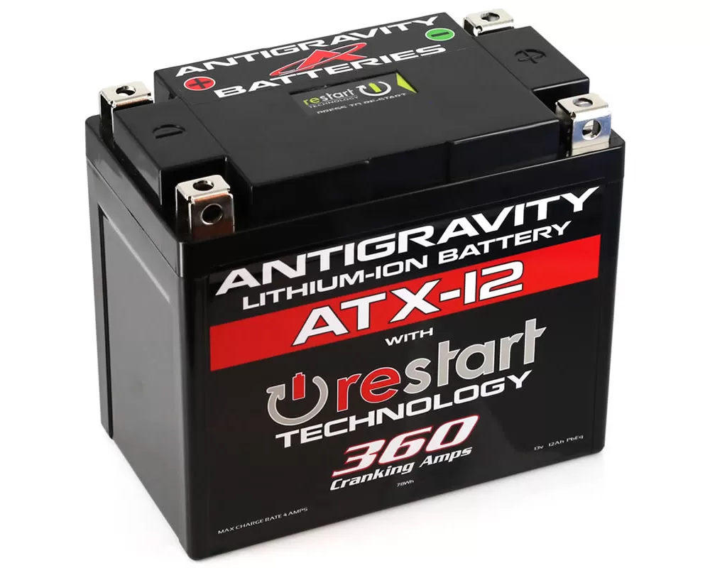 Antigravity 360 Cranking Amps ATX12 Lithium Battery w/Re-Start - AG-ATX12-RS