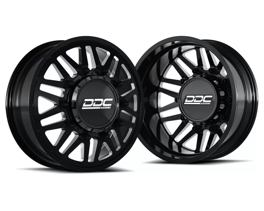 DDC Wheels Aftermath Dually Wheel Set 20x8.25 8x165 Black Milled Dodge | Ram 3500 1994-2018 - 01BM-165-08-12