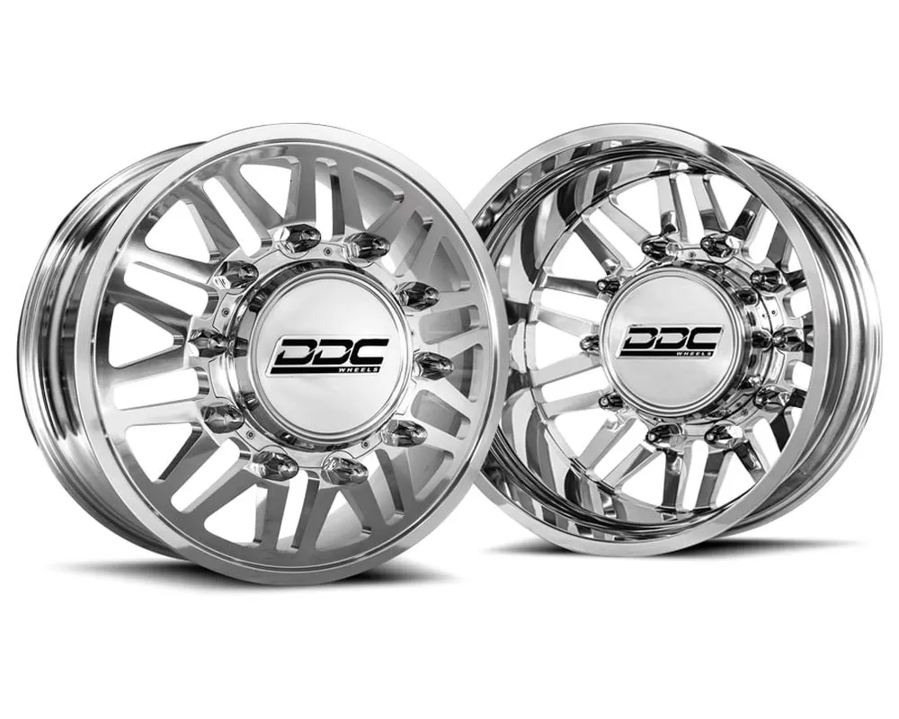 DDC Wheels Aftermath Dually Wheel Set 22x8.25 8x210 Polished Chevrolet Silverado | GMC Sierra 2500|3500 HD 2011-2023 - 01PL-210-28-12