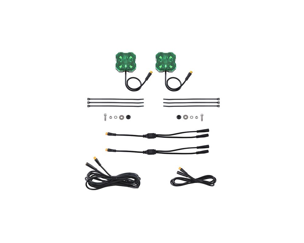 Diode Dynamics 2-Pack Stage Series Single-Color Green LED Rock Light with M8 Connector - DD7459