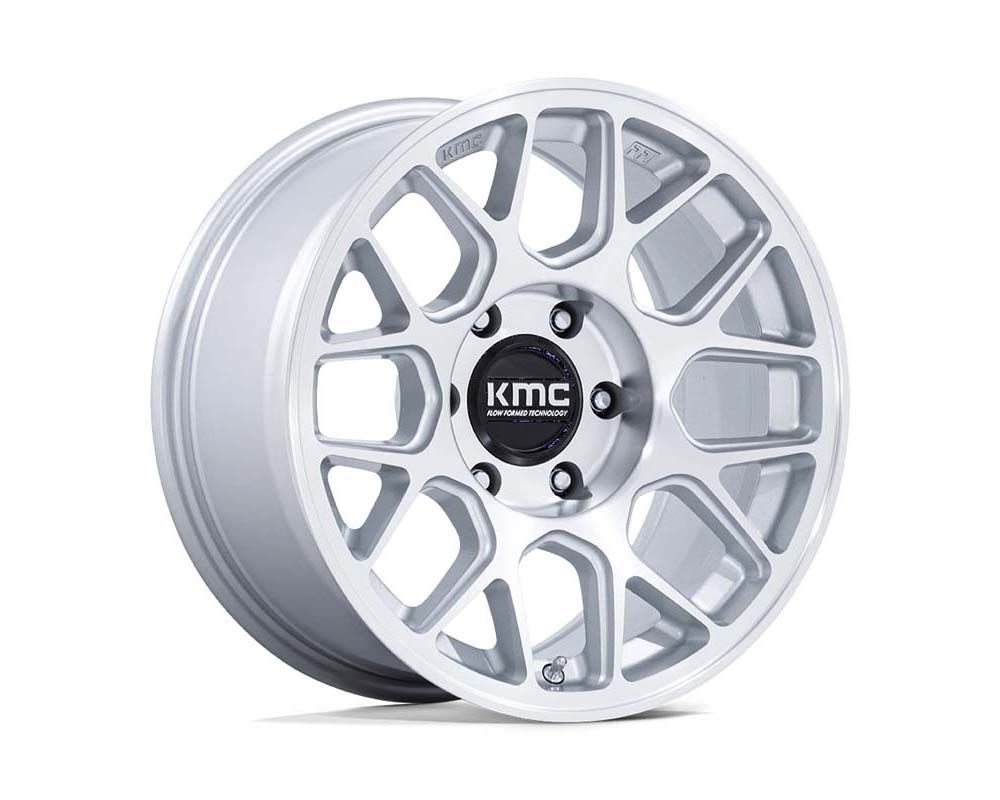 KMC KM730 Hatchet Wheel 17x8.5 5x127 25 Gloss Silver w/Machined Face - KM730SD17855025
