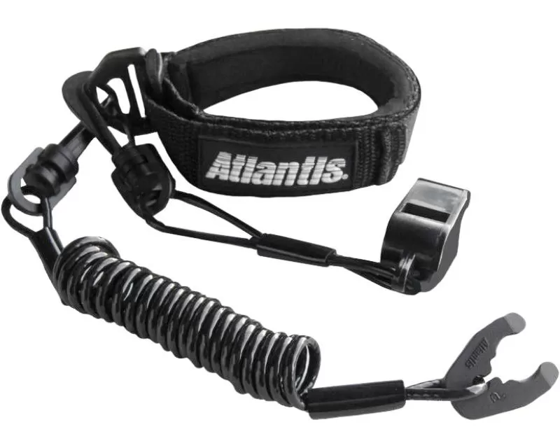 Atlantis Black Pro Floating Wrist Lanyard With Whistle - A2109PFW
