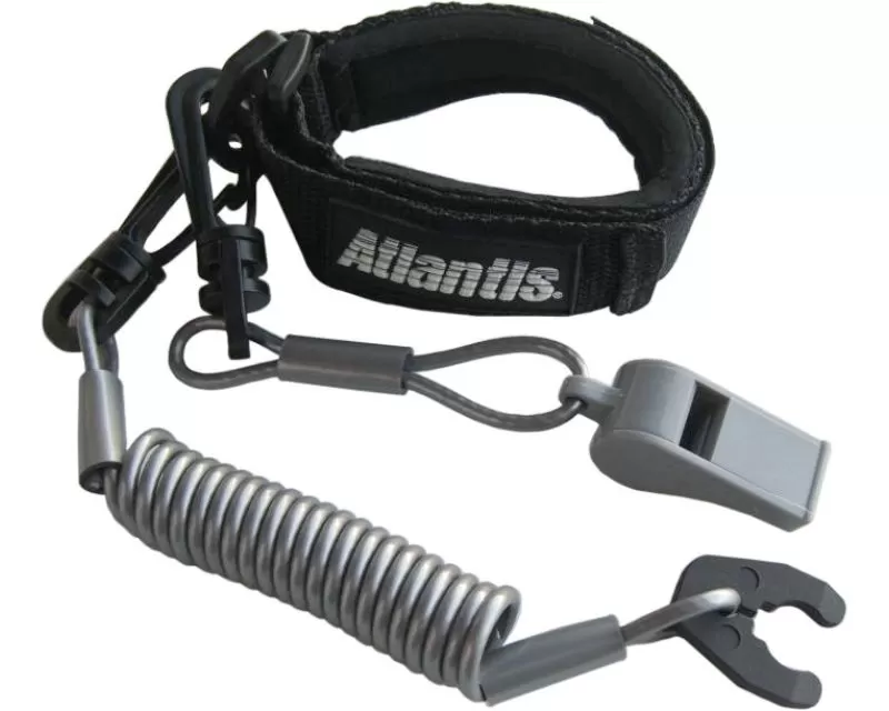 Atlantis Black Pro Floating Wrist Lanyard With Whistle - A7459PFW