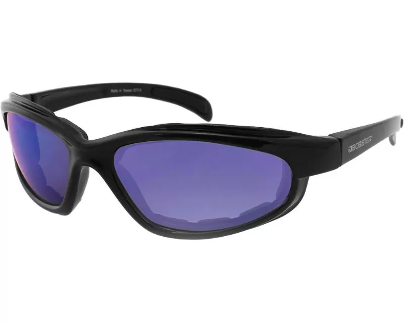 Bobster Fat Boy Sunglasses Black Frame w/ Smoked Cyan Mirror Lens - EFB001SB