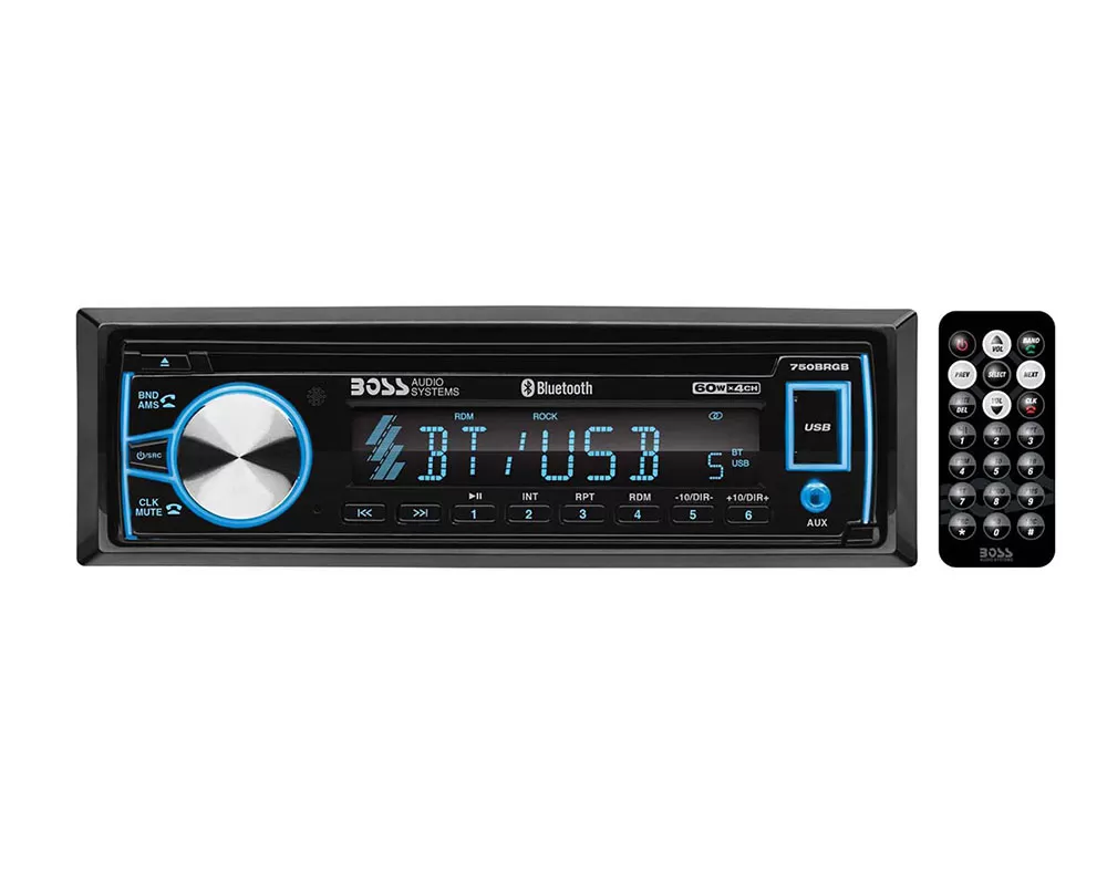 Boss Audio Single Din CD|MP3 Receiver Multi-Color Display With Bluetooth - 750BRGB