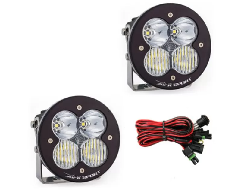 Aluminess 5 in. Round Clear Baja Designs XL-R Sport LED Round Combo Light Pair with Harness - 400599-FS