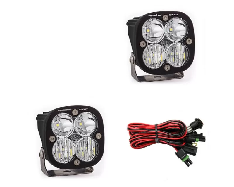 Aluminess Clear Baja Designs Squadron Sport LED Driving Combo Pair with harness - 400690-FS