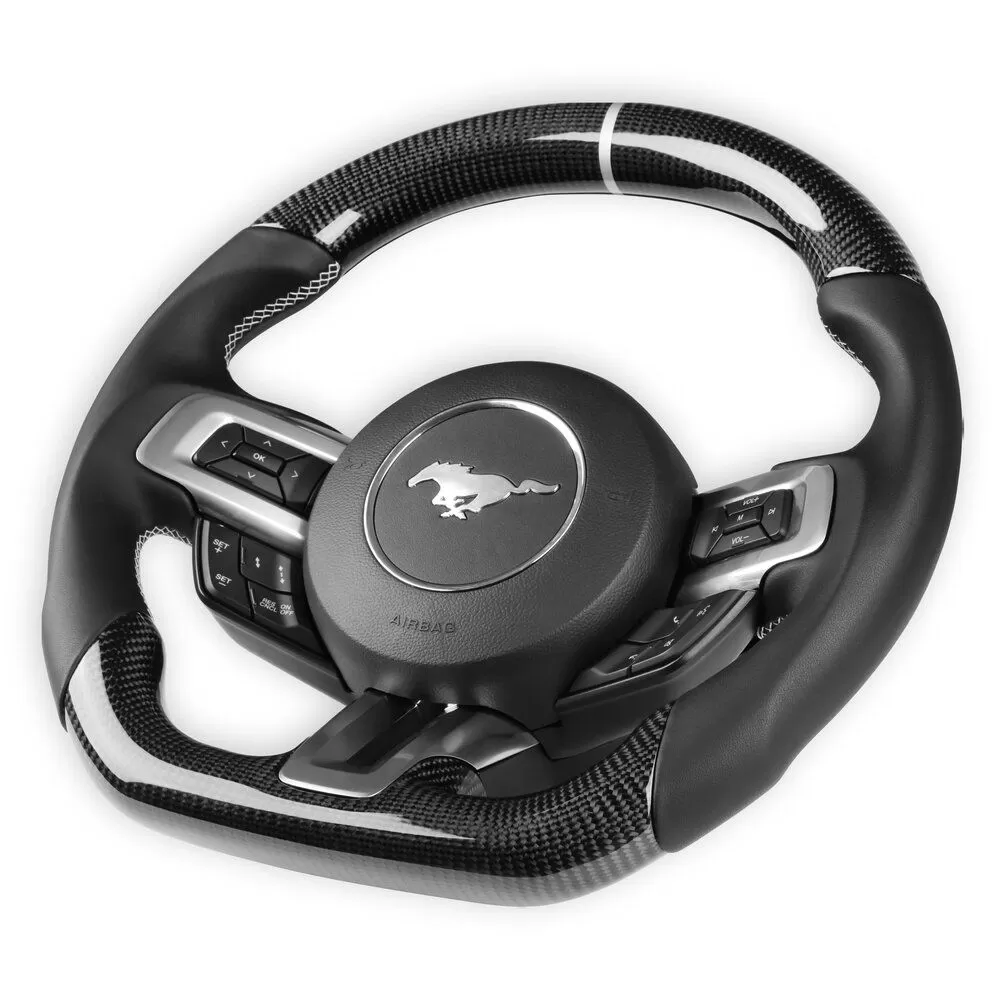 Rekudo Steering Wheel Carbon Fiber With Leather Grips Ford Mustang 2018-2022 - RK950-09