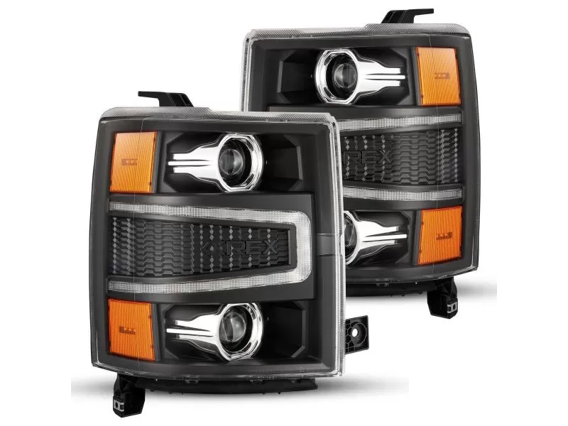 LUXX-Series LED Projector Headlights Black Chevrolet Silverado 1500 2014-2015 AlphaRex - 880242