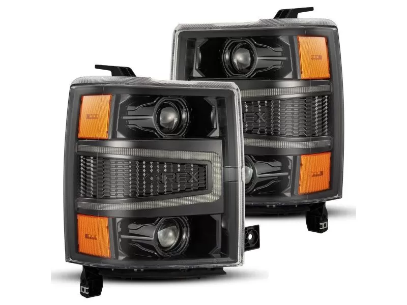 LUXX-Series LED Projector Headlights Alpha-Black Chevrolet Silverado 1500 2014-2015 AlphaRex - 880244