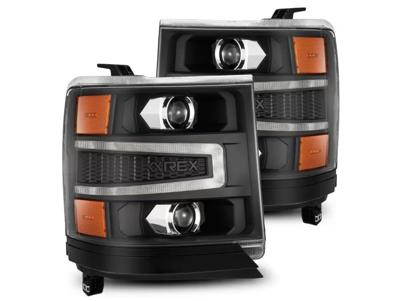 LUXX-Series LED Projector Headlights Black Chevrolet Silverado 1500 2016-2018 AlphaRex - 880234