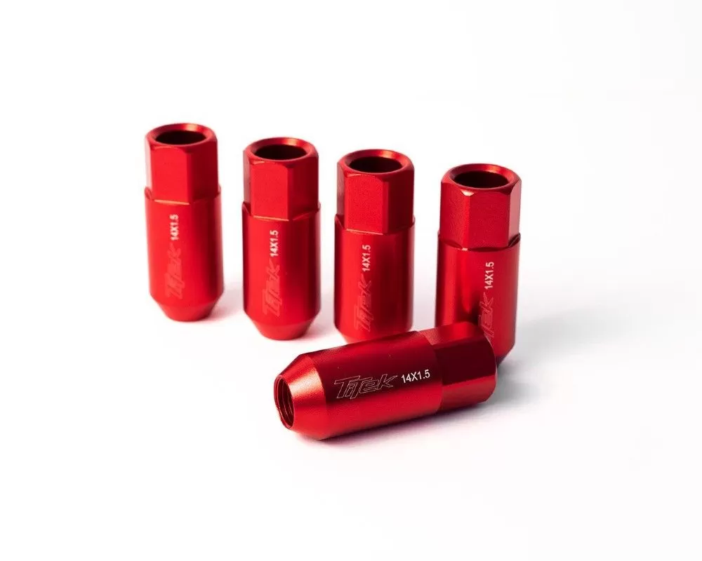 TiTek 4pc Red Long M14 x 1.50 Speed Lug Nut - SLN-14150-RD