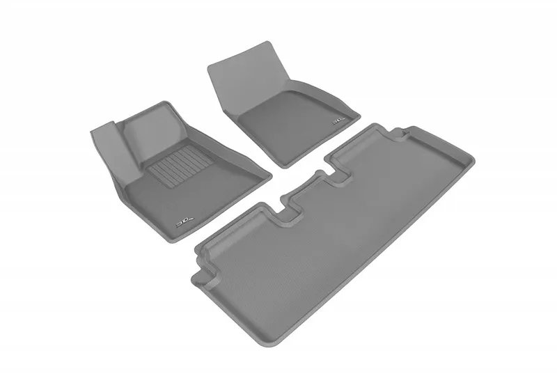 3D MAXpider Gray Kagu 1st & 2nd Row Floormats Tesla Model S 2012-2014 - L1TL00001501