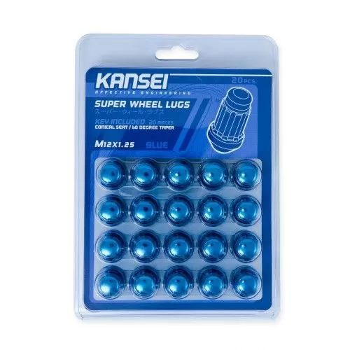 Kansei 12x1.25 Blue Spline Acorn Lug Nuts - K-L3806BLT