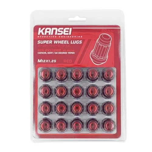 Kansei 12x1.25 Red Spline Acorn Lug Nuts - K-L3806RDT