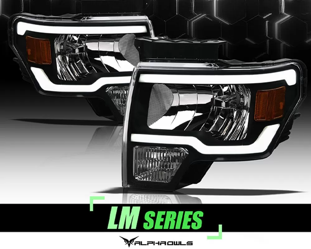 Alpha Owls LM Series Headlights (Crystal Headlights Black housing w/ LumenX Light Bar) Ford F-150 2009-2014 - 8707593