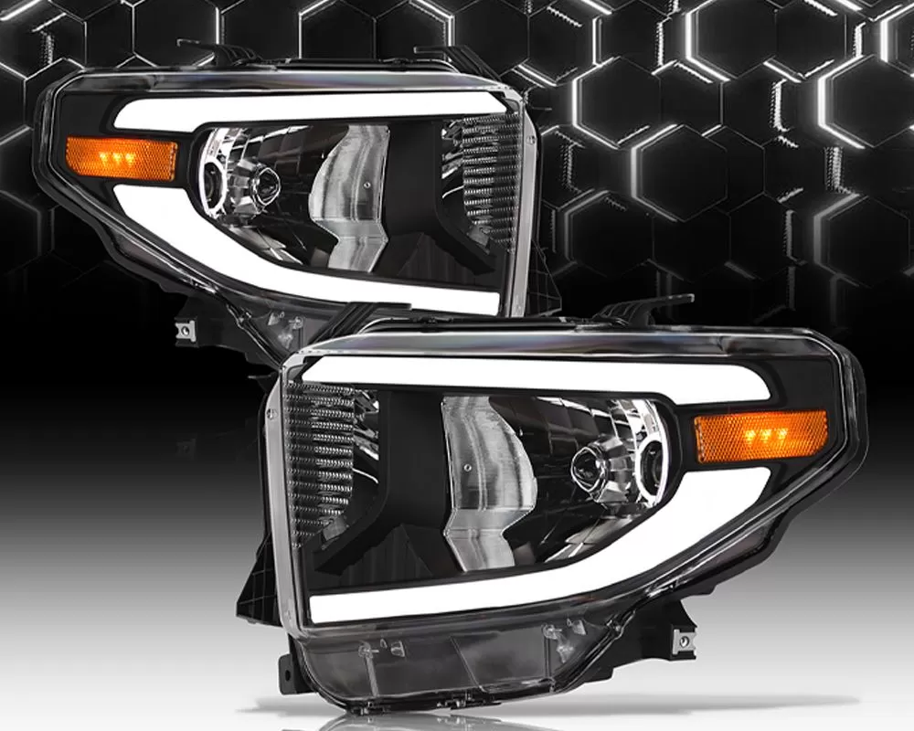 Alpha Owls LM Series Headlights (Crystal Headlights Black housing w/ LumenX Light Bar) Toyota Tundra 2014-2021 - 8709764