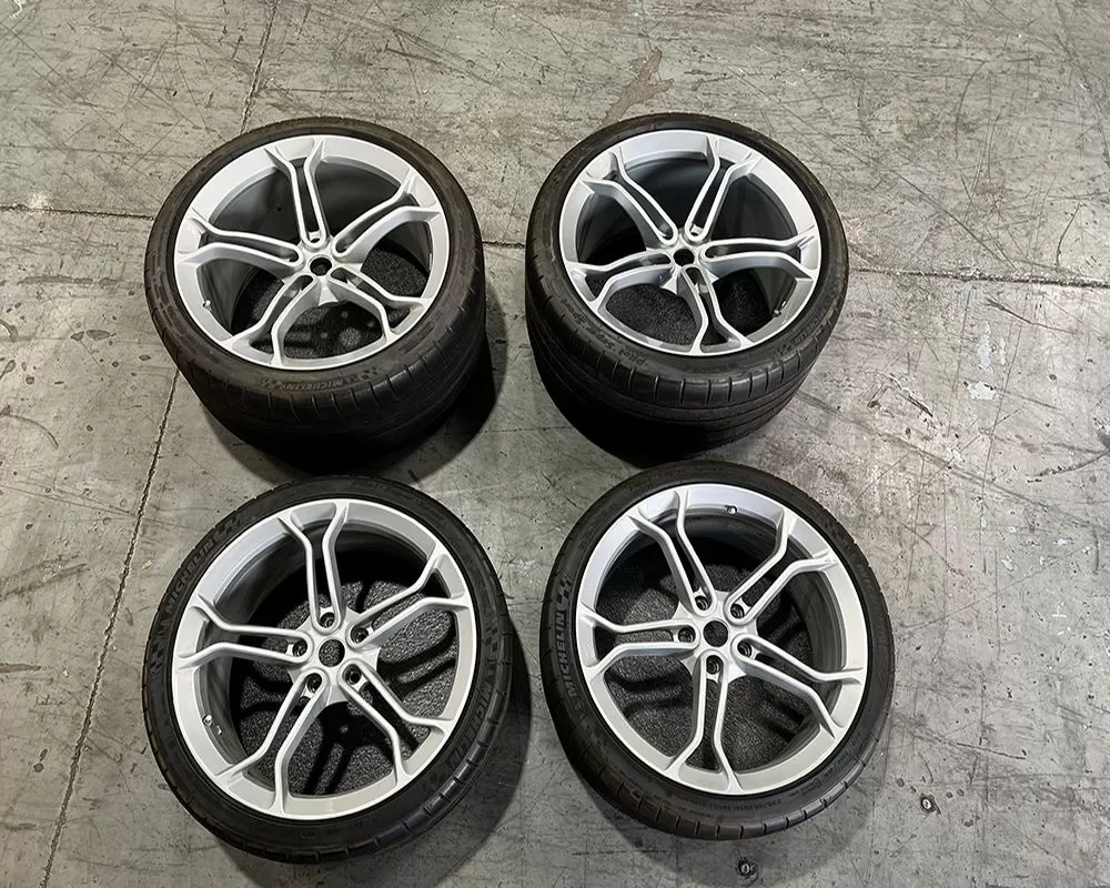 McLaren 12C OEM Wheels w/ 3 Red Logo center caps and One carbon center cap CLEARANCE - USED-12C-WHL
