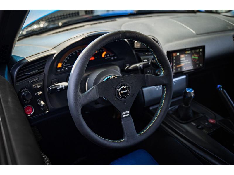 Greddy X Momo Monte Carlo 350mm Black Leather 3 Color Stitch with Alcantara Center Stripe Steering Wheel - 16500212