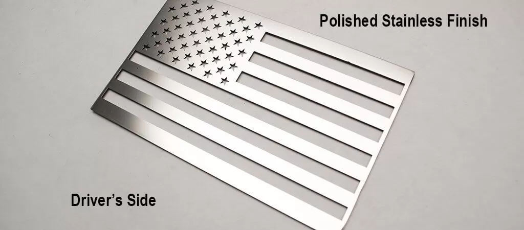 American Car Craft American Flag Emblem 1 Piece Set | Stainless Steel Brushed White - ACC-142123