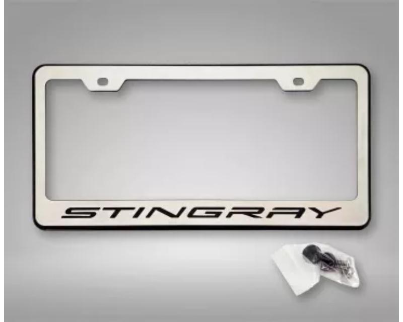 American Car Craft  License Plate Frame Stingray Style Black Chevrolet Corvette C8 2020-2024 - ACC-882017