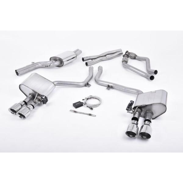 Milltek 2.37 inch Catback Exhaust System w/ValveSonic Electronic Valved System and Polished Quad 100mm GT100 Tips Audi S4 B8.5 3.0 Supercharged V6 2013-2014 - SSXAU407
